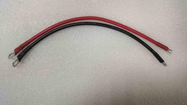 Silikonkabel - rot/schwarz | 10 mm²/8AWG | 300 mm | 1.Ende: Ringkabelschuh M8 2.Ende: Aderenhülse